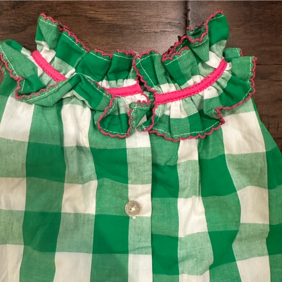 Girls The Oaks Apparel Green Gingham Print Knit Dress 6 - Picture 3 of 8